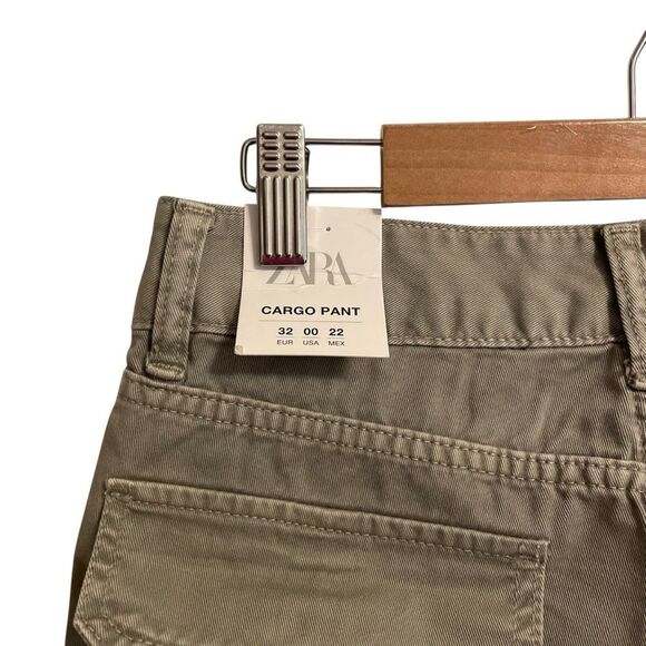 Zara Cargo Pocket Pants Mid Rise Cotton Size 32 or 0 NWT - Picture 5 of 7